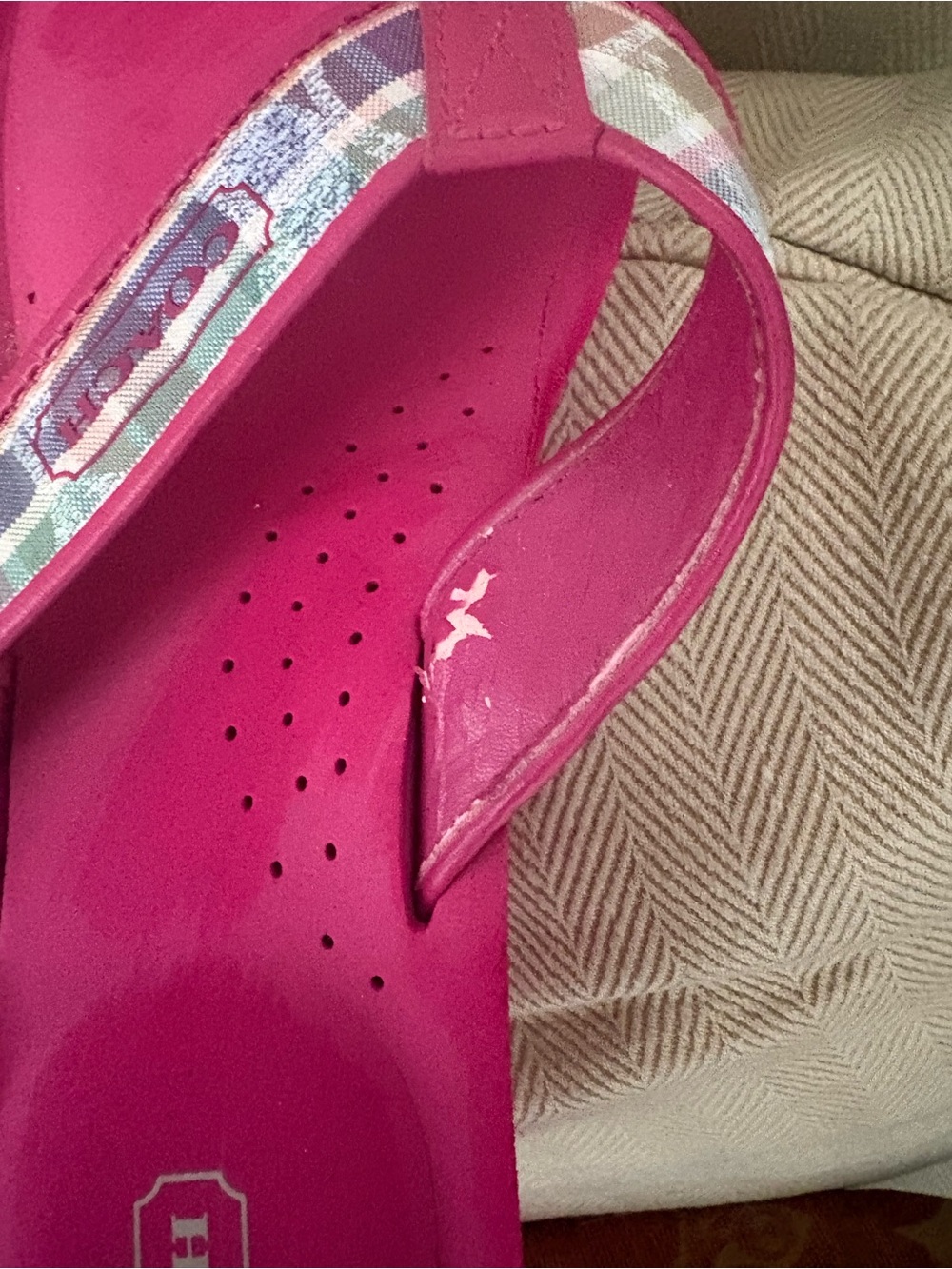 Coach Women's Bright Pink Slide Sandals